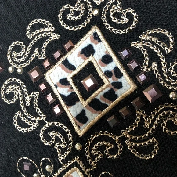 Alfred Dunner Black Animal Print Embellished Top Size Petite XL, NWOT - Picture 6 of 12